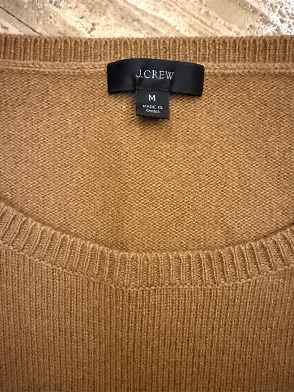 J. Crew Women's Camel/Tan Crewneck Cashmere Wool Long Sweater Medium - Picture 4 of 8